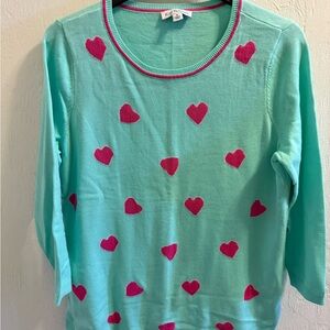 Kim Rogers Aqua and Pink Sweater